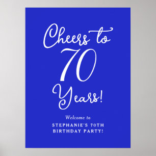Royal Blue Cheers to 70 Years Birthday Welcome Poster