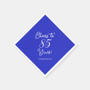 Royal Blue Cheers to 85 Years 85th Birthday Party Napkin