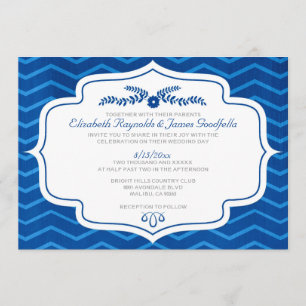 Royal Blue Chevron Wedding Invitations