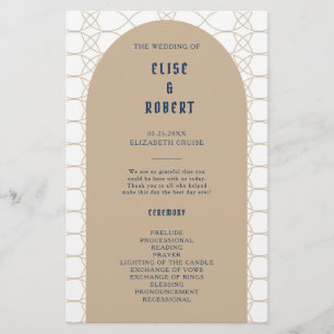Royal Blue Classic Retro Wedding Ceremony Program