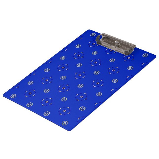 Royal Blue Clipboard with Gold Brocade Pattern (Angled)