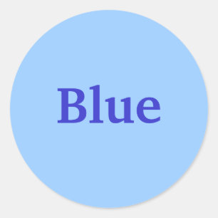 Royal Blue Colour Word on Light Blue Stickers