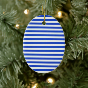 Royal Blue Combination Stripes by Shirley Taylor Ceramic Ornament