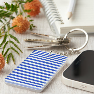 Royal Blue Combination Stripes by Shirley Taylor Keychain