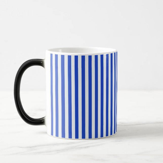 Royal Blue Combination Stripes by Shirley Taylor Magic Mug (Left)