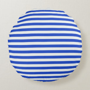 Royal Blue Combination Stripes by Shirley Taylor Round Pillow