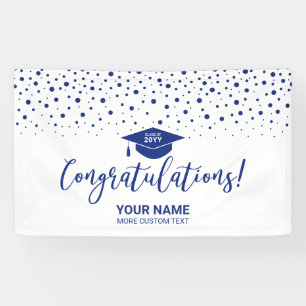 Royal Blue Confetti Congratulations Graduation Banner