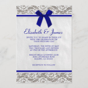 Royal Blue Country Lace Wedding Invitations