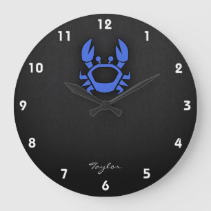 Royal Blue Crab Large Clock