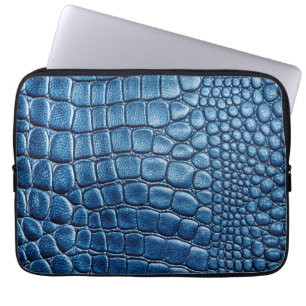 Royal Blue Crocodile Alligator Faux Leather Print Laptop Sleeve
