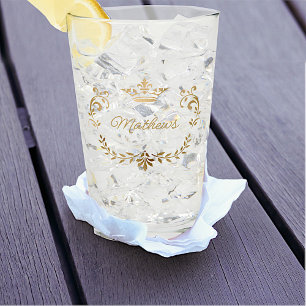 Royal Blue Crown Crest Personalized Glass
