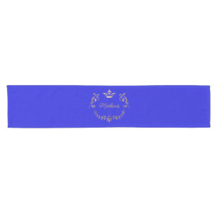Royal Blue Crown Crest Personalized Short Table Runner