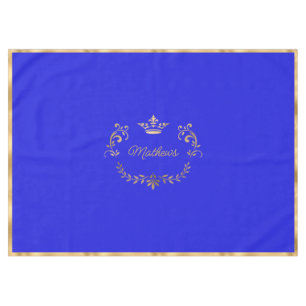 Royal Blue Crown Crest Personalized  Tablecloth