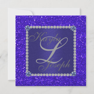 Royal BLUE Crystal Wedding INVITATION