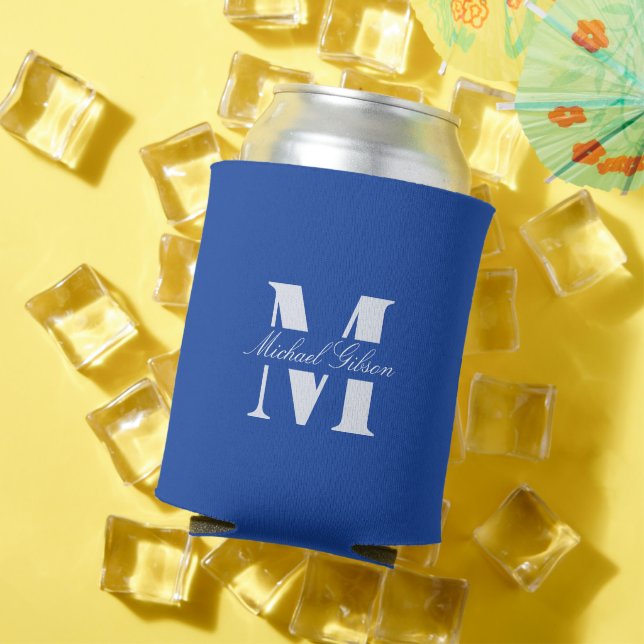 Royal Blue | Custom Monogram Wedding Groomsmen  Can Cooler (In Situ Summer)