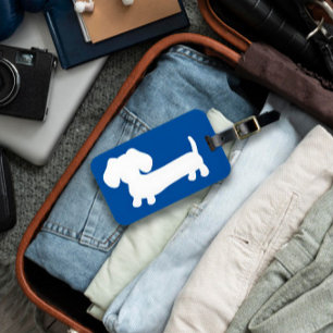 Royal Blue Dachshund Luggage Tag Wiener Dog Travel