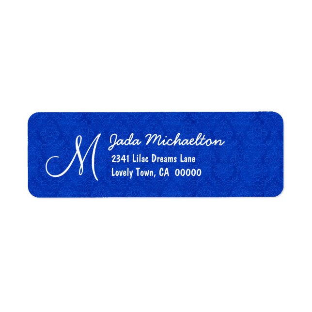 Royal Blue Damask Monogram M or Any Initial M010 (Front)