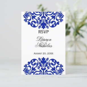Royal Blue Damask Réponse RSVP