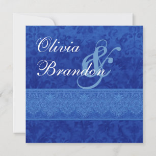 Royal Blue Damask Wedding Invitation G300