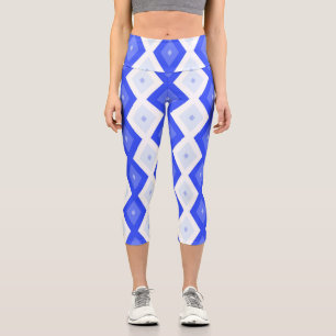 Royal blue diamond pattern capri leggings