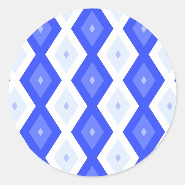 Royal blue diamond pattern classic round sticker (Front)