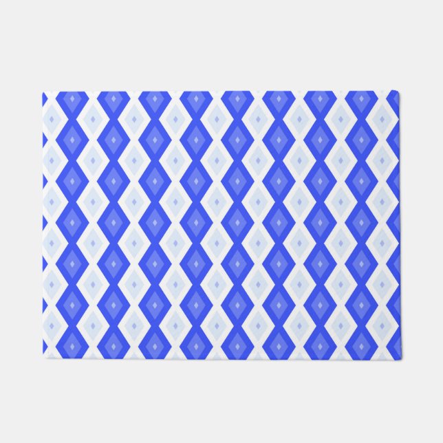 Royal blue diamond pattern doormat (Front)