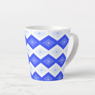 Royal blue diamond pattern latte mug