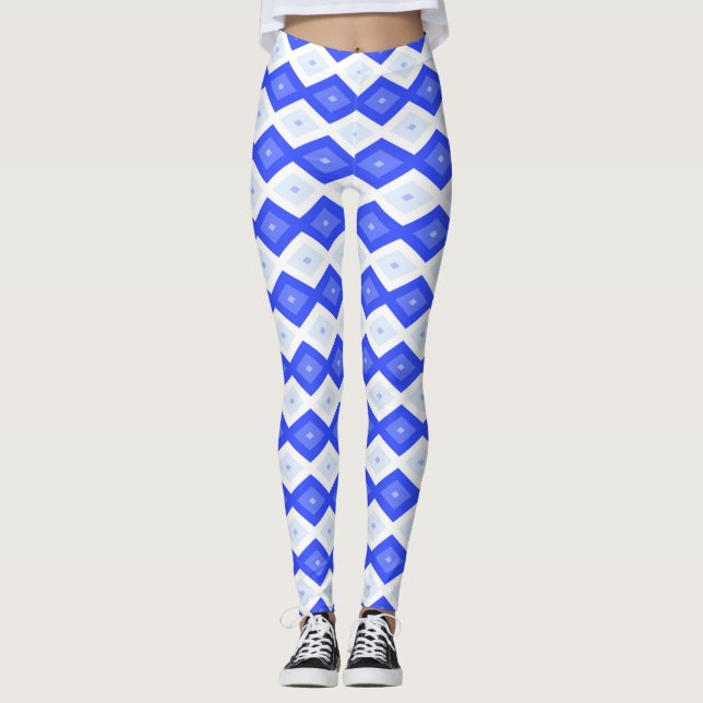 Royal blue diamond pattern leggings (Front)