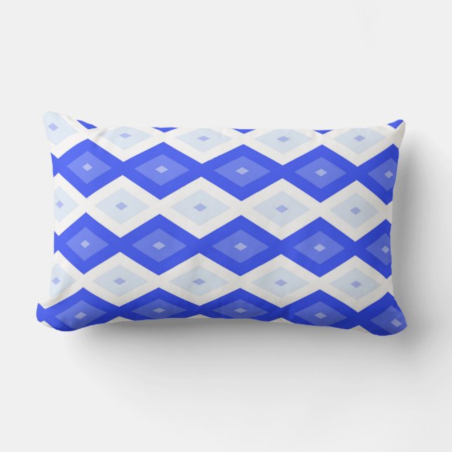 Royal blue diamond pattern lumbar pillow (Front)