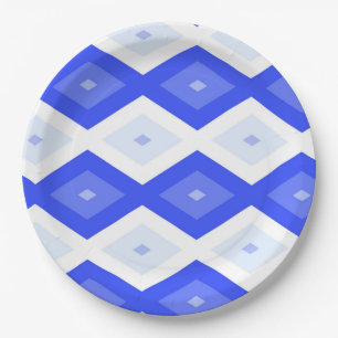Royal blue diamond pattern paper plate