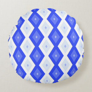 Royal blue diamond pattern round pillow