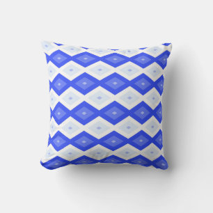 Royal blue diamond pattern throw pillow