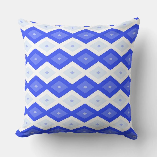 Royal blue diamond pattern throw pillow (Front)