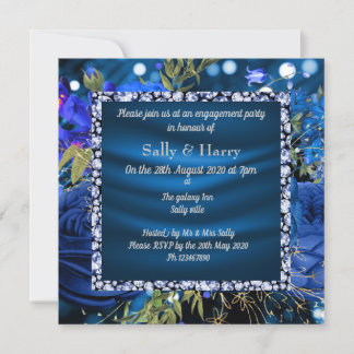 Royal Blue Diamonds engagement invitation1 Invitation