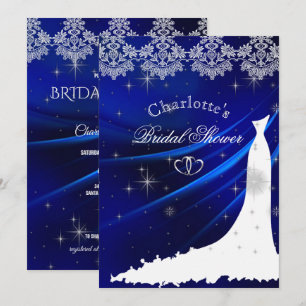 Royal Blue Diamonds & Hearts Bridal Shower  Invitation