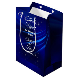 Royal Blue, Diamonds & Hearts  Medium Gift Bag
