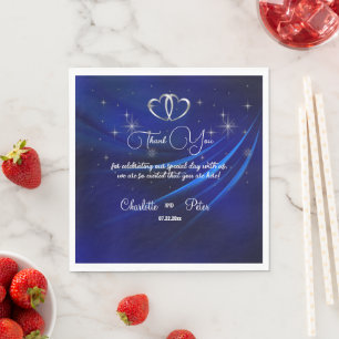 Royal Blue Diamonds/Hearts Wedding Paper Napkins