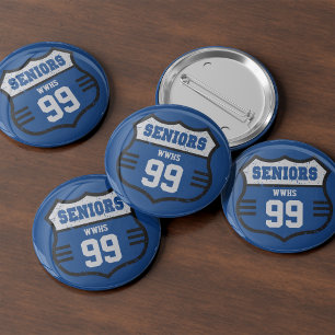 Royal Blue Distressed Seniors Road Sign 2 Inch Round Button
