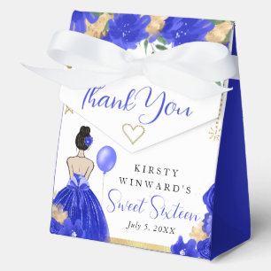 Royal Blue Dress Brunette Hair Princess Sweet 16 Favor Box