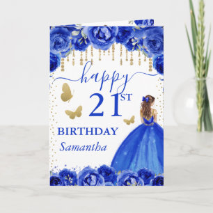 Royal Blue Dress Red Haired Princess Birthday Card