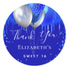 Royal blue drips name Sweet 16 thank you