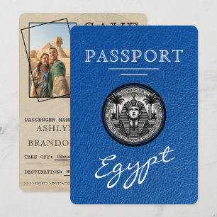 Royal Blue Egypt Passport Wedding Save the Date