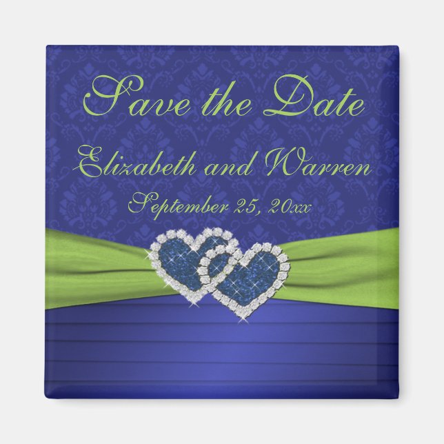 Royal Blue et Chartreuse Damask Magnet (Devant)