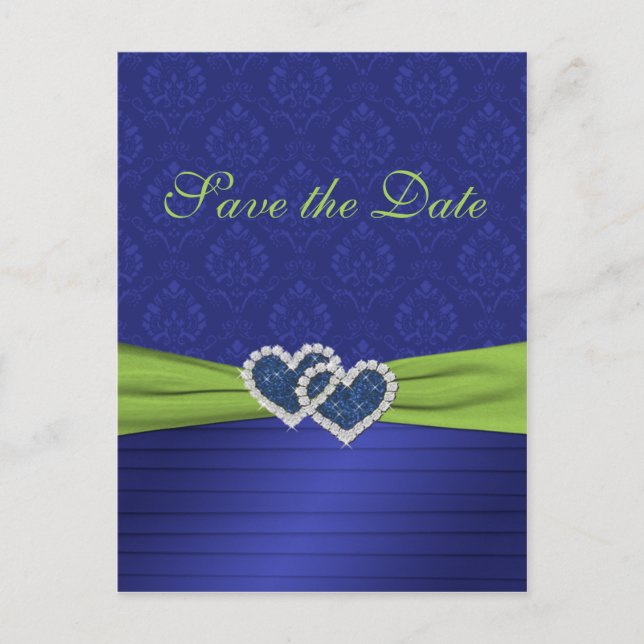 Royal Blue et Chartreuse Enregistrer la date Carte (Devant)