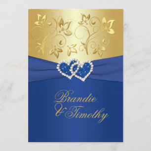 Royal Blue et Gold Floral Faire-part de mariage