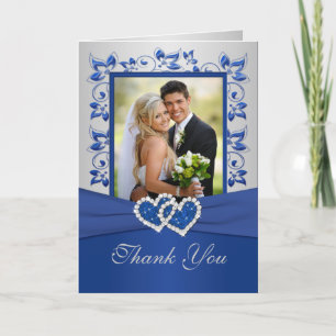 Royal Blue et Silver Carte de remerciements avec p