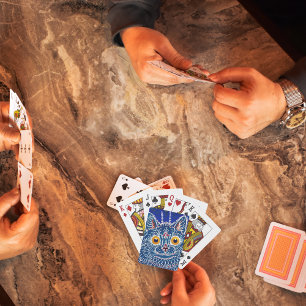  Royal blue exclusive artistic Kaleidoscope Cat Playing Cards