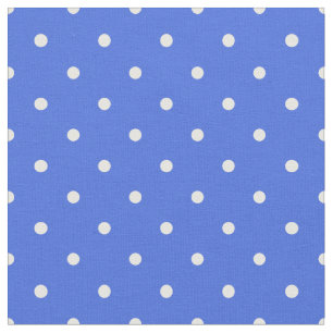 Royal Blue Fabric With White Polka Dots Spots