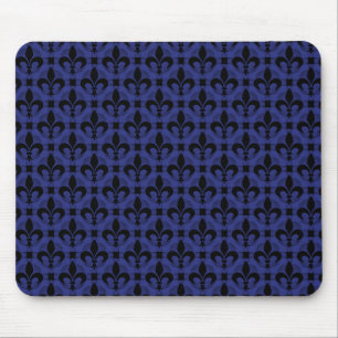 Royal Blue Fancy Fleur de lis Mousepad