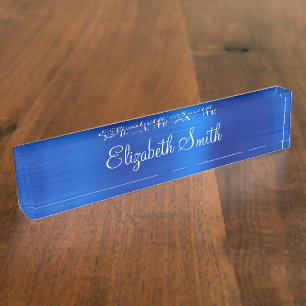 Royal Blue Faux Metallic Foil Nameplate